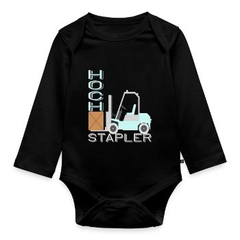 Hochstapler Staplerfahrer Gabelstaplerfahrer Lager - Baby Bio-Langarm-Body - Schwarz - Vorne