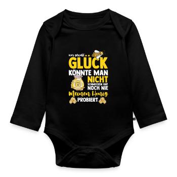 Honig Imker Biene - Baby Bio-Langarm-Body - Schwarz - Vorne