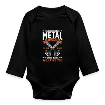 Metal detector metal detection metal detection metal detection - Organic Longsleeve Baby Bodysuit - black - Front