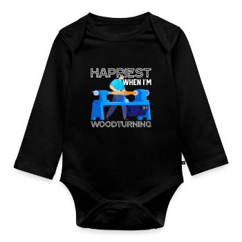 Holzarbeiter Holzarbeit Drechseln Holzbearbeitung - Baby Bio-Langarm-Body - Schwarz - Vorne