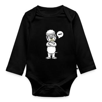 Sturer Dandie Dinmont Terrier Dog Funny - Organic Longsleeve Baby Bodysuit - black - Front