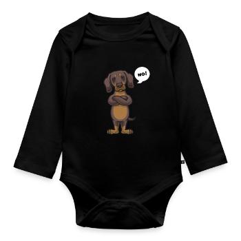 Sturer Dackel Hund Teckel Geschenk - Baby Bio-Langarm-Body - Schwarz - Vorne