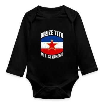 Tito SFRJ Yougoslavie Balkans Druze Tito - Body Bébé bio manches longues - noir - Devant