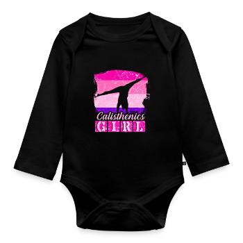 Körpertraining Frauen Sport Calisthenics - Baby Bio-Langarm-Body - Schwarz - Vorne