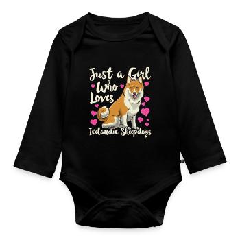 Icelandic Spitz Dog Icelandic Spitz Dog - Organic Longsleeve Baby Bodysuit - black - Front