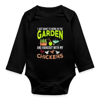 Garden gardener gardening - Organic Longsleeve Baby Bodysuit - black - Front