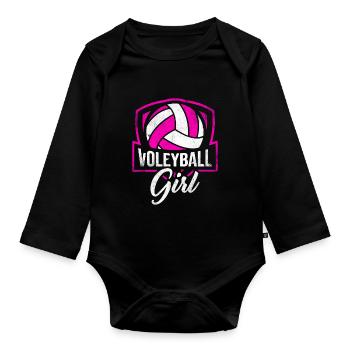 Fille de volley-ball joueur de volley-ball - Body Bébé bio manches longues - noir - Devant