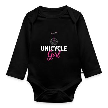 Monocycle fille cycliste monocycle Girl - Body Bébé bio manches longues - noir - Devant