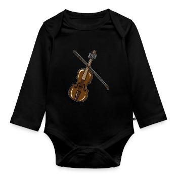Violine - Baby Bio-Langarm-Body - Schwarz - Vorne