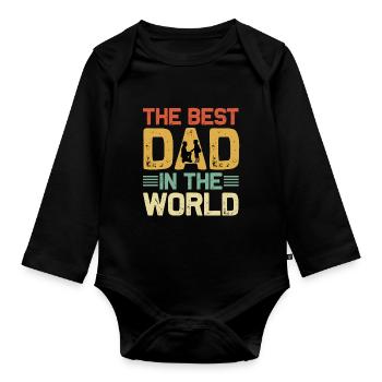 Best Dad in the world - Organic Longsleeve Baby Bodysuit - black - Front