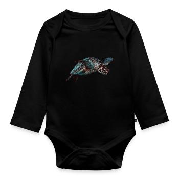 turtle animal motif turtle animal motif - Organic Longsleeve Baby Bodysuit - black - Front