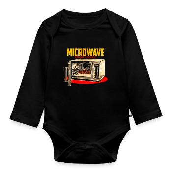 Microwave oven fast food lovers - Organic Longsleeve Baby Bodysuit - black - Front