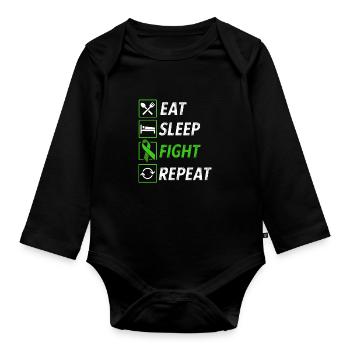 Essen Schlaf Kampf Non Hodgkin Lymphom Krebs - Baby Bio-Langarm-Body - Schwarz - Vorne