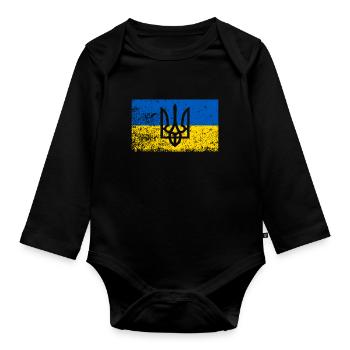Ukrainian flag Ukraine roots nationality - Organic Longsleeve Baby Bodysuit - black - Front
