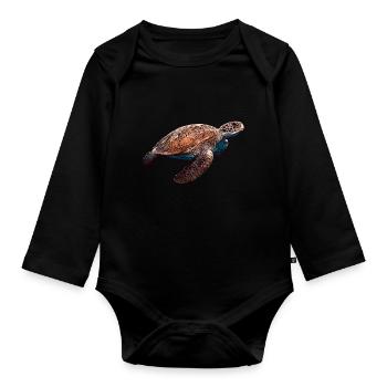 turtle animal motif turtle animal motif - Organic Longsleeve Baby Bodysuit - black - Front