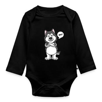 Sturer Alaskan Malamute dog funny dog owner - Organic Longsleeve Baby Bodysuit - black - Front