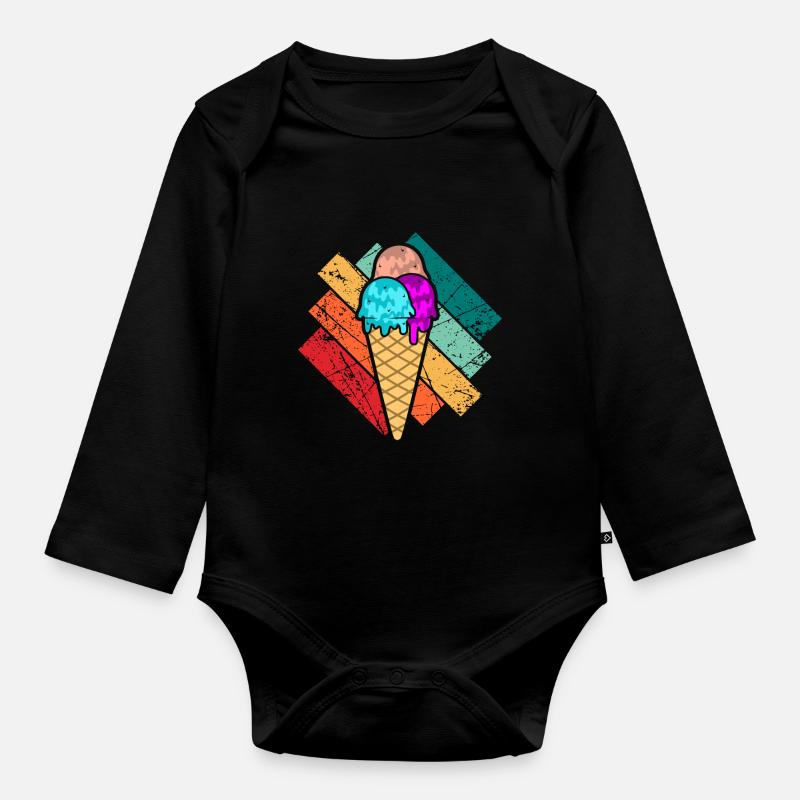 Eiscreme - Baby Bio-Langarm-Body - Schwarz