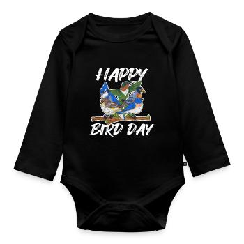 Ornithology pun for an ornithologist - Organic Longsleeve Baby Bodysuit - black - Front