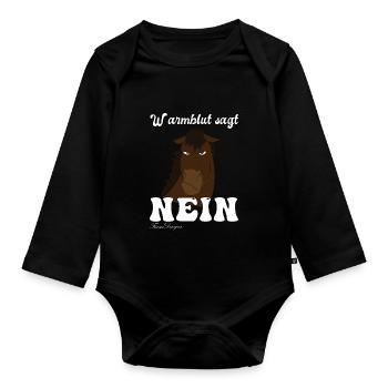 Warmblut sagt Nein Irre lustiges störrisches Pferd - Baby Bio-Langarm-Body - Schwarz - Vorne