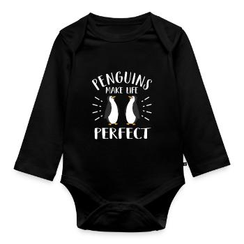 Pingouin - Body Bébé bio manches longues - noir - Devant