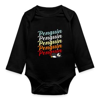 Pingouin - Body Bébé bio manches longues - noir - Devant