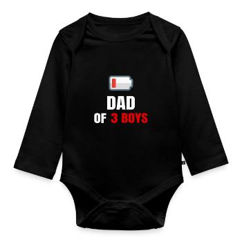 Papa de trois garçons Drôle de la fête des pères Fils à papa moi - Body Bébé bio manches longues - noir - Devant