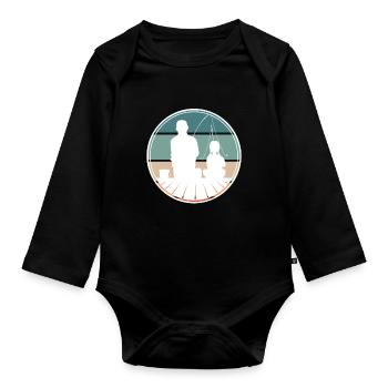 Pêche père fille - Body Bébé bio manches longues - noir - Devant