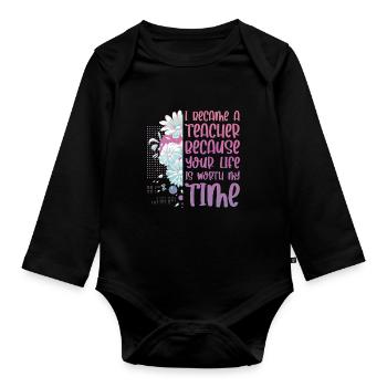 Lehrerin - Baby Bio-Langarm-Body - Schwarz - Vorne