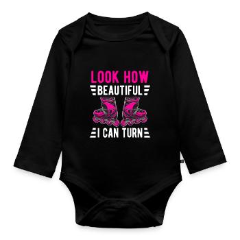 Inline skates women Look how nice turning - Organic Longsleeve Baby Bodysuit - black - Front