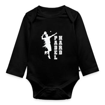 Padel Hard Tennis Sport et balle - Body Bébé bio manches longues - noir - Devant