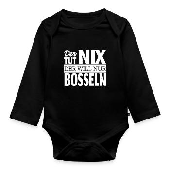Bosseln Hobby Klootschießen Spruch Design - Baby Bio-Langarm-Body - Schwarz - Vorne