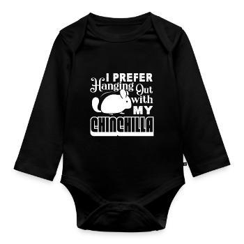 Chinchilla Hanging Out mit meinem Chinchilla - Baby Bio-Langarm-Body - Schwarz - Vorne