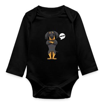 Sturer Brandlbracke Hund lustig Hundetraining - Baby Bio-Langarm-Body - Schwarz - Vorne