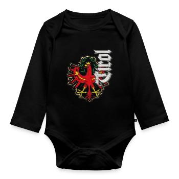 Tirol Tiroler Adler Wappen Retro Vintage Bua Madl - Baby Bio-Langarm-Body - Schwarz - Vorne