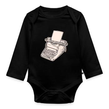 dactylo vintage, machine à écrire - Body Bébé bio manches longues - noir - Devant