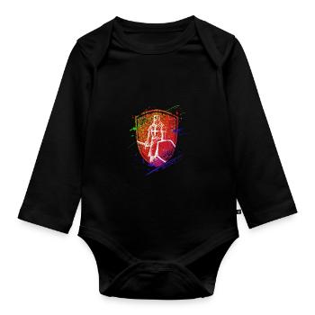 Schild Ritter Templer Krieger - Baby Bio-Langarm-Body - Schwarz - Vorne