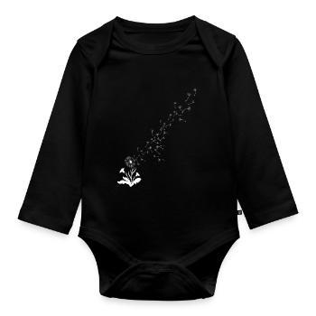 Pusteblume, Dandelion, Wind - Organic Longsleeve Baby Bodysuit - black - Front