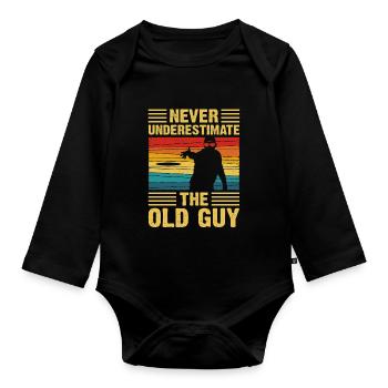 Never Understimate The Old Guy Disc Golf Vintage - Body Bébé bio manches longues - noir - Devant