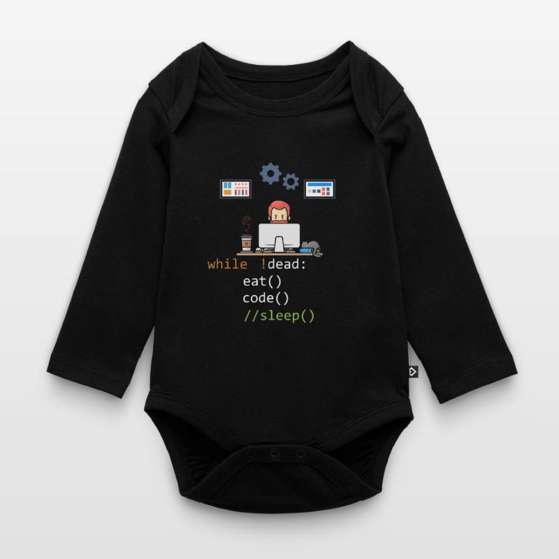 Dead Eat Code Sleep Funny Programming Computer Pro Organic Longsleeve Baby Bodysuit