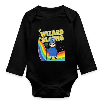 the wizard of sloths - Organic Longsleeve Baby Bodysuit - black - Front