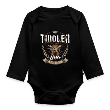 Tiroler Bua Hirsch Tirol Lausbua Geschenk Männer - Baby Bio-Langarm-Body - Schwarz - Vorne