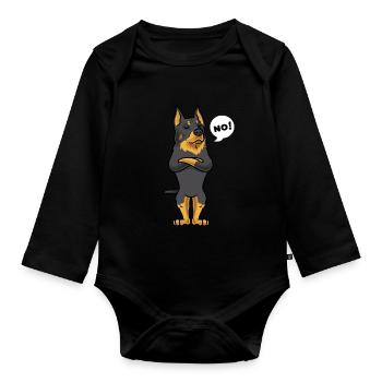 Sturer Beauceron dog funny Berger de Beauce - Organic Longsleeve Baby Bodysuit - black - Front