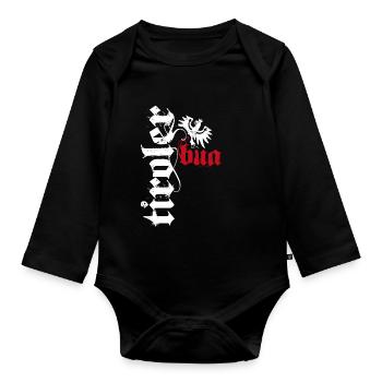 Tiroler Bua Tirol Bekleidung Adler Wappen - Baby Bio-Langarm-Body - Schwarz - Vorne