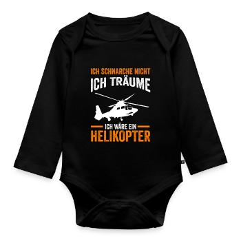 Helikopter Hubschrauberpilot Hubschrauber - Baby Bio-Langarm-Body - Schwarz - Vorne