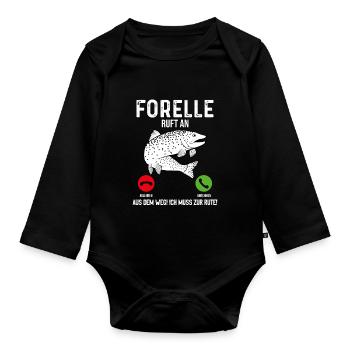 Forelle Angeln - Baby Bio-Langarm-Body - Schwarz - Vorne