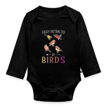 Vogel Vogelkundler Geschenk - Baby Bio-Langarm-Body - Schwarz - Vorne