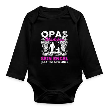 Opas Mädchen Ich War Einmal Sein Engel - Baby Bio-Langarm-Body - Schwarz - Vorne