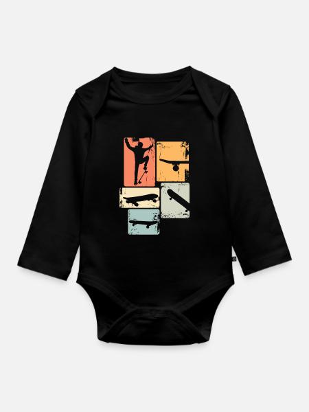 Skater Skateboard Stunt Skater Jungen - Baby Bio-Langarm-Body - Schwarz