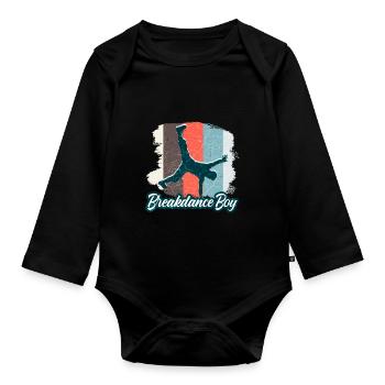 Breakdance Junge Tänzer Breakdancing - Baby Bio-Langarm-Body - Schwarz - Vorne
