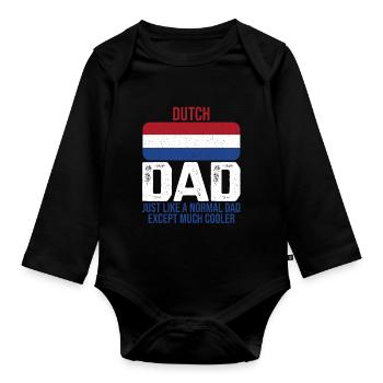 Dutch Dad Netherlands flag design for the - Organic Longsleeve Baby Bodysuit - black - Front